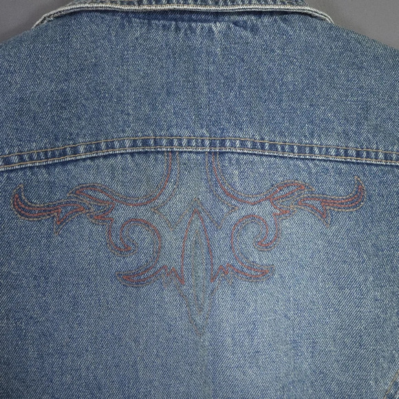 Vtg Carolina Blues Jean Jacket Embroidered Western Rodeo Size Medium 90s Y2K - Picture 8 of 10